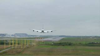 Crosswind landing and takeoff A380 Lufthansa HelsinkiVantaa landing and takeoff EFHK 22L [upl. by Dogs]