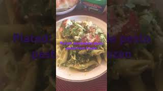 Plated homemade pesto pasta from frozen pack MittenPrepperVet budgetmeal italiancuisine [upl. by Leandra]