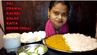 DAL CHAWAL KACHRISALADRAITAGREEN CHILLI 😋NIKITARAWATVLOGSampCHALLENGES [upl. by Nivra136]