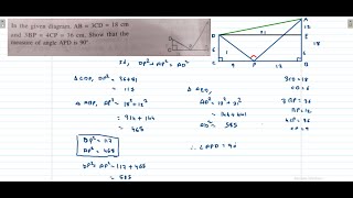 Pythagoras TheoremIn given figure AB3cd18 cm and 3bp  4cp  36 cm Show that Angle APD90 degree [upl. by Syck677]