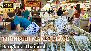 BANGKOK Thonburi Market Place  Everything Is In This Market  ตลาดสดธนบุรี Walking Tour 4K HDR [upl. by Essiralc23]