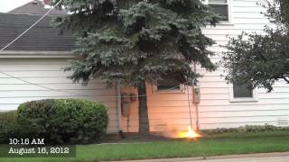 Power Line Down with Arcing and Fire Threatens Home in Mount Prospect [upl. by Mckenna343]