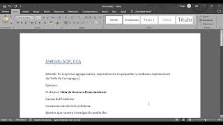Planteamiento del problema de investigación Método AQP CCA [upl. by Ynottirb109]