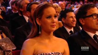 Jennifer Lawrence Kiss At BAFTA 2013 FullHD [upl. by Alikahs]