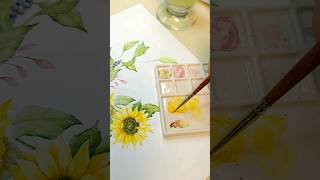 오랜만에 수채화 해바라기리스 다시시작 flowerwatercolor [upl. by Luella]