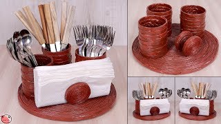 Spoon Stand  Kitchen Organizer Making  Best Out of Waste 2019 [upl. by Ammej]