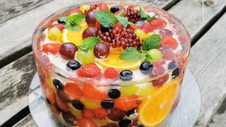 Tort z owocami w galaretce Jelly Fruit Cake Tort z owocami Tort urodzinowy [upl. by Ahsinom347]