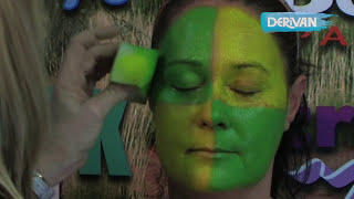 StepbyStep how to face paint a green and gold design using Derivan Face and body paints tutorial [upl. by Tova]