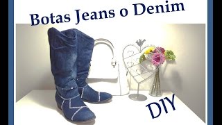 DIY Como Forrar zapatos o botas con tela Jeans o Denim quotCustomizar Renovar Reciclarquot [upl. by Idzik]