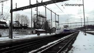 Bahnverkehr von Schinznach Dorf bis Othmarsingen am 170212  ES 64 F4 095 [upl. by Reywas]