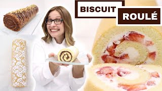 🍓 BISCUIT ROULÉ BÛCHE Recette FACILE amp INRATABLE Chocolat Confiture Nutella Chantilly Mascarpone  🍓 [upl. by Rehctaht]