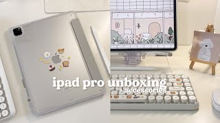 ipad pro 129”  apple pencil unboxing ♡𓈒  aesthetic ipad accessories and decor 📦 [upl. by Aciraj174]