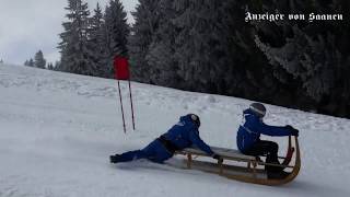 Rasantes Hornschlittenrennen in Saanenmöser [upl. by Azarcon]