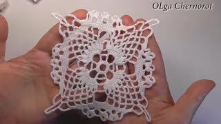 CROCHET Openwork napkin SQUARE Part 1 Ажурный квадрат [upl. by Merrel]