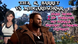 FFVII Rebirth Tifa amp Barret Vs Midgardsormr 1HP Darkside No Damage Instant Summon Hard Mode [upl. by Audres833]