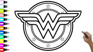 HOW TO DRAW A WONDER WOMAN SHIELD  DRAW IT NOW WONDER WOMAN LOGO [upl. by Mckenzie]