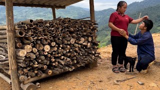 Make a firewood storageChop firewood to store for rainy days Phuc and Sua [upl. by Hare405]