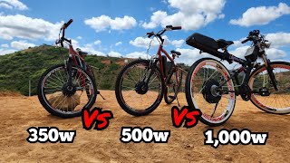 350w VS 500w VS 1000w teste bikes elétricas na prática [upl. by Aifoz]