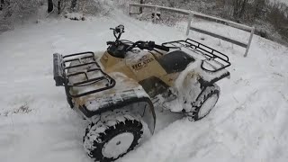 Honda fourtrax 300 atv riding in snow [upl. by Issiah]