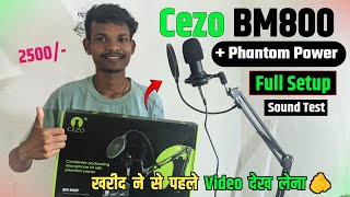 Cezo Bm 800 Condenser Microphone Full Set With Phantom Power Unboxing amp review  sound quality [upl. by Irotal894]