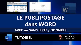 Réaliser un PUBLIPOSTAGE avec WORD  Avec ou sans données Tutoriel facile [upl. by Tocci]