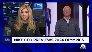 Nike CEO John Donahoe on 2024 Olympics and launching fastest shoe in the world [upl. by Anwahsal]