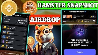 HAMSTER KOMBAT AIRDROP LIVE  HMSTR TOTAL POINTS  SNAPSHOT HAMSTER KOMBAT AIRDROP  WITHDRAWAL [upl. by Citron946]