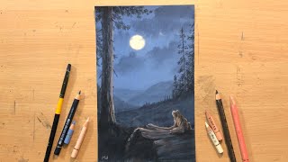 Frog in the Moonlight  Colored Pencil Drawing [upl. by Vlad]