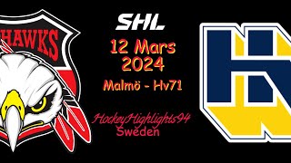 MALMÖ VS HV71  12 MARS 2024  HIGHLIGHTS  SHL [upl. by Eelymmij267]