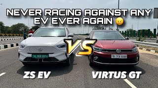 VW VIRTUS VS MG ZS EV DRAG RACE  200KMPH still couldn’t keep up 😥 [upl. by Williamsen]