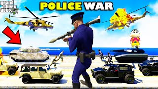 Franklin POLICE WAR With Entire ARMY in GTA 5  SHINCHAN and CHOP [upl. by Namolos]