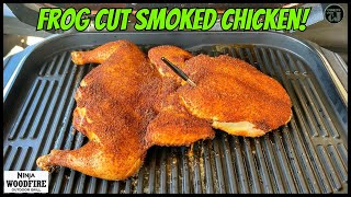 Ninja Woodfire Grill Smoked Chicken Frog Chicken Cut [upl. by Thorma874]