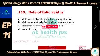 Epidemiology MCQs Part11 OK HEALTH psc Health Loksewa Licence Nutrition MCQs [upl. by Penelopa]