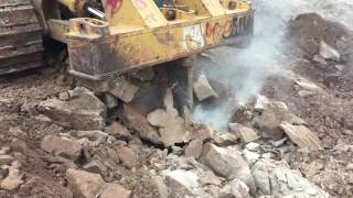 Caterpillar D8H dozer ripping through hard rocks [upl. by Aramot]