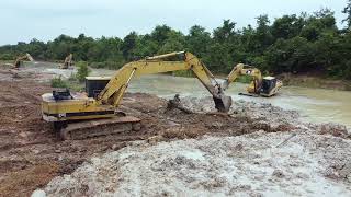 Incredible PROJECT Giant CAT excavator building new road construction in deeply mud [upl. by Jan718]