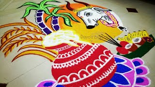 Mattu pongal special Rangoli Kolam  2019 [upl. by Ynnav]