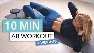 10 MIN ABS WITH WEIGHTS  for an extra strong core you can also use a bottle of water I Pamela Reif [upl. by Gizela]