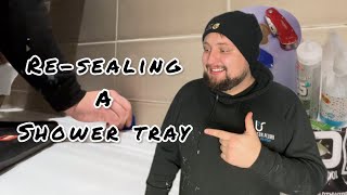 How to Resilicone and sealing a shower tray [upl. by Haduj914]