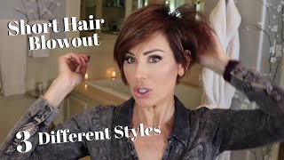 HOW TO STYLE SHORT HAIR Easy Blowout  3 CUTE Styles  Dominique Sachse [upl. by Gleich828]