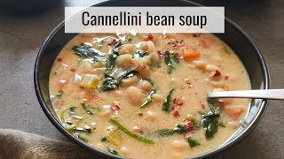 Cannellini bean soup Vegan white bean soup with spinach [upl. by Ahsemik]