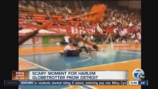 William quotBullquot Bullard of the Harlem Globetrotters has a scare following a slam dunk [upl. by Niven36]