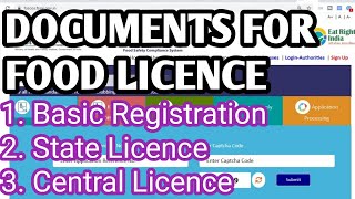 What document for Basic Licence State Licence and Central Licence FSSAI  Document for Food Licence [upl. by Amaty]