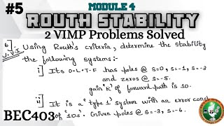 5RH Stability CriteriaMarginal ValueIMP 2 Problem Explained Module 4 4th Sem ECE VTU BEC403 [upl. by Alleyn]