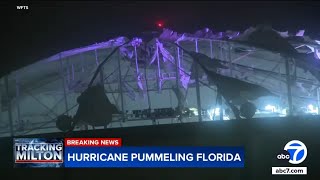 Portion of Tropicana Field roof torn off amid high winds from Milton [upl. by Eelreveb]