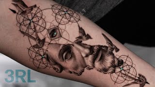 BLACK and GREY MARCUS AURELIUS TATTOO  TIMELAPSE [upl. by Meda]