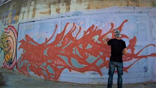 Graffiti Wildstyle Painting  Red and Gray piece  Joviman2405 [upl. by Rimidalv]