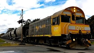 TasRail DV1 TR14 Cement train crossing Cement Works Road [upl. by Killie]