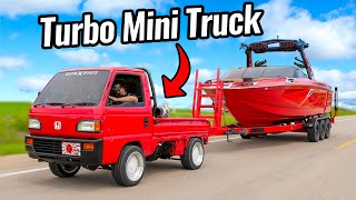 Turbo Mini Truck Pulls Wakeboard Boat [upl. by Garlen]