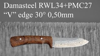 Damasteel RWL34PMC27 quotVquot edge 30° blade 050mm  ROZSUTEC [upl. by Norman912]