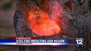 Sites Fire impacting Southern Oregon Northern California [upl. by Yrruc]